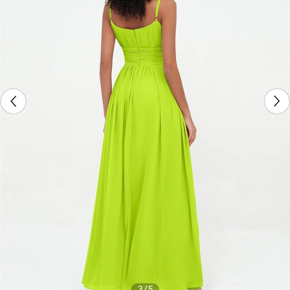 Boho Lime Green Maxi Bridesmaid Prom Dress - Picture 5 of 10